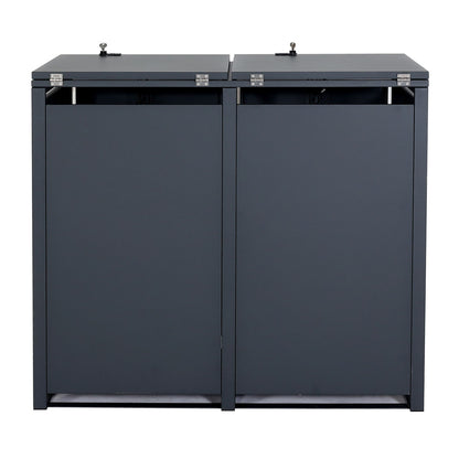 2-bakken-stofbakdeksel MCW-E83, vuilnisbakdeksel, uitschuifbaar 103x115x63cm ~ antraciet, staal 38kg