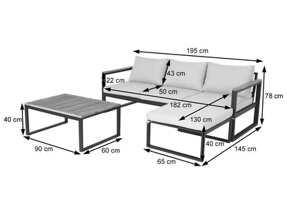 Tuinset MCW-L26b, tuinzitgroep loungeset bank, aluminium acaciahout MVG-gecertificeerd ~ donkergrijs