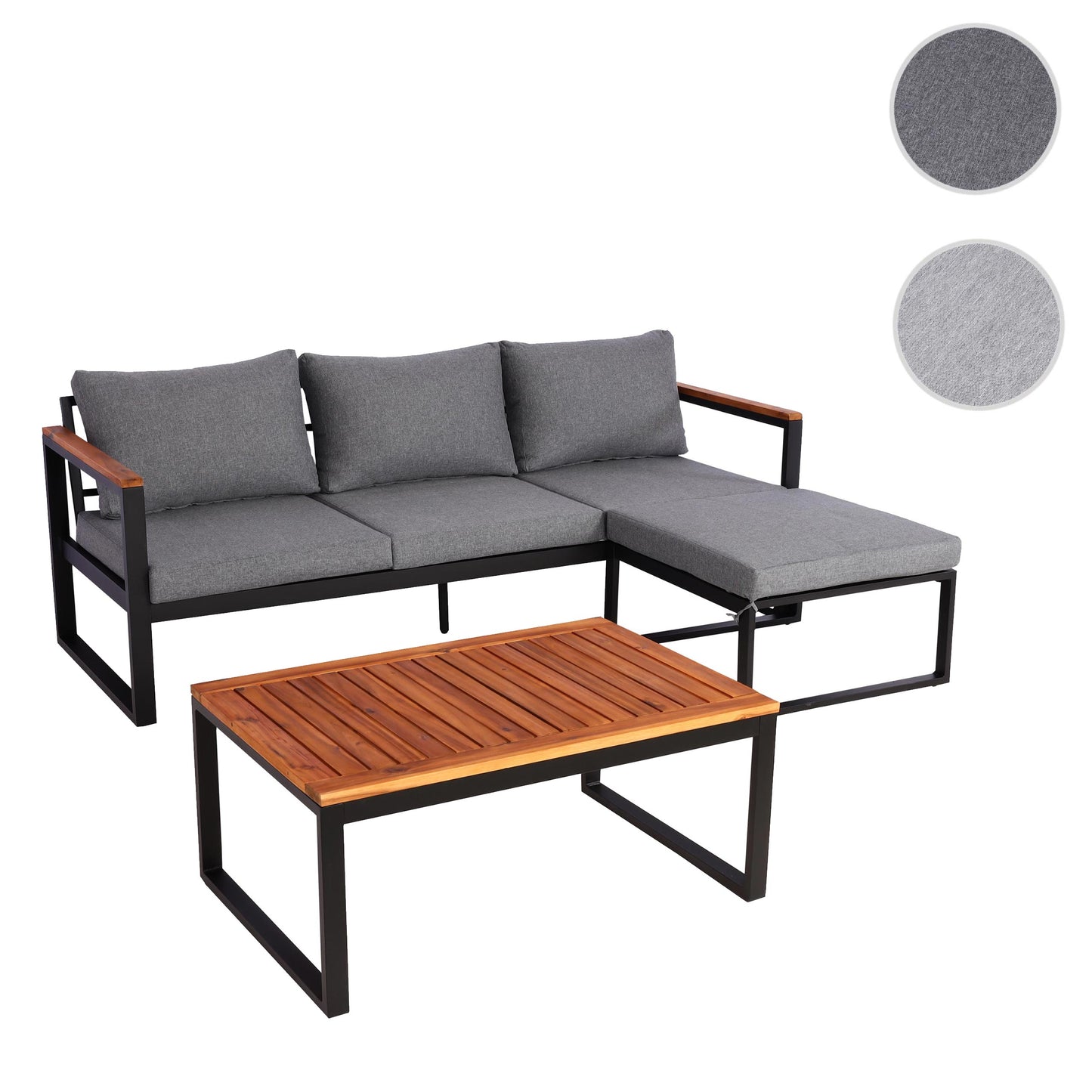Tuinset MCW-L26b, tuinzitgroep loungeset bank, aluminium acaciahout MVG-gecertificeerd ~ donkergrijs