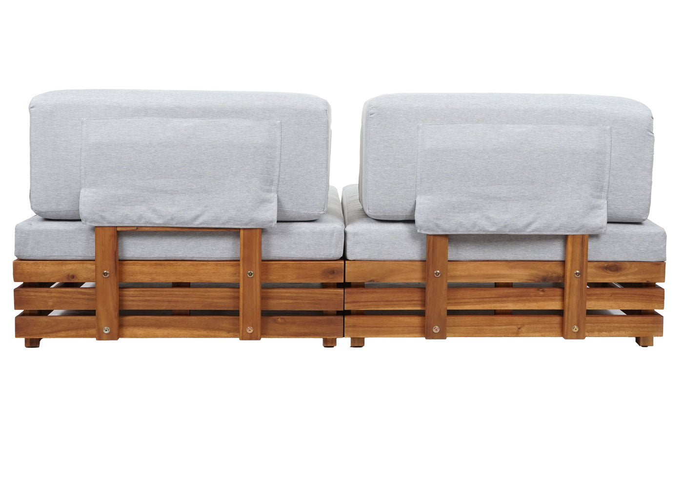 Tuinset MCW-L28, loungeset zitgroep lounge fauteuil bank, gesponnen poly acaciahout MVG ~ bekleding lichtgrijs
