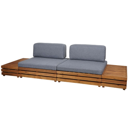 Tuinset MCW-L28, loungeset zitgroep lounge fauteuil bank, gesponnen poly acaciahout MVG ~ bekleding donkergrijs