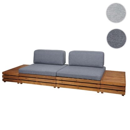Tuinset MCW-L28, loungeset zitgroep lounge fauteuil bank, gesponnen poly acaciahout MVG ~ bekleding donkergrijs