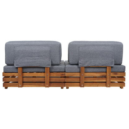 Tuinset MCW-L28, loungeset zitgroep lounge fauteuil bank, gesponnen poly acaciahout MVG ~ bekleding donkergrijs