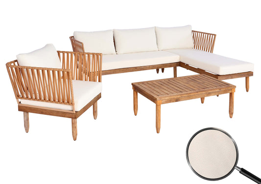 Tuinset MCW-L29, bankstel loungeset, acaciahout MVG-gecertificeerd ~ crème-wit