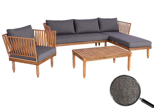 Tuinset MCW-L29, bankstel loungeset, acaciahout MVG-gecertificeerd ~ donkergrijs