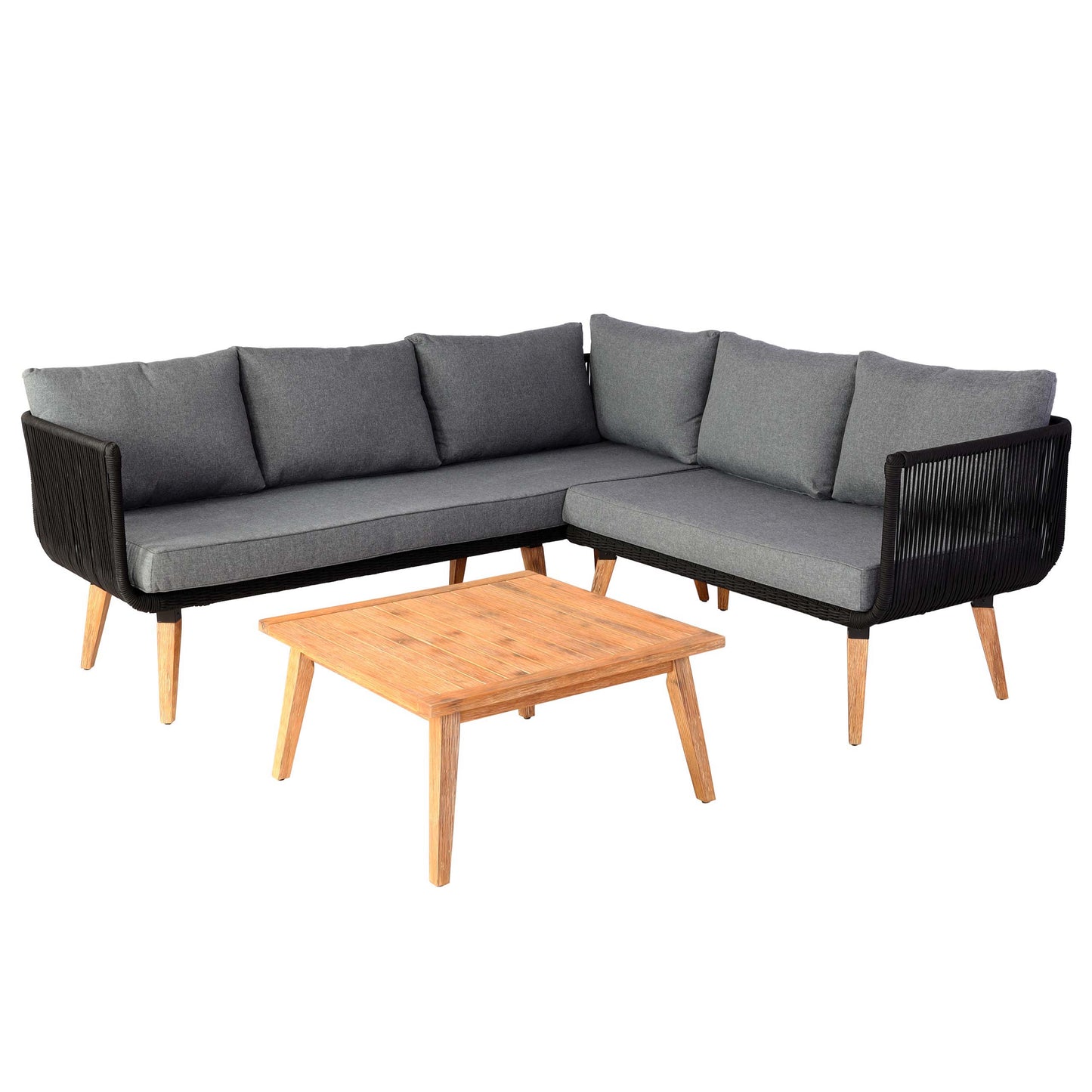 Tuinset MCW-L30, bankstel loungeset, acaciahout MVG-gecertificeerd ~ bekleding donkergrijs