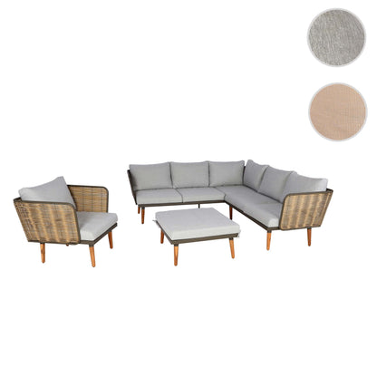 Tuinset MCW-L31, loungeset bank buiten, gesponnen polymetaal polyrotan MVG-gecertificeerd ~ lichtgrijs