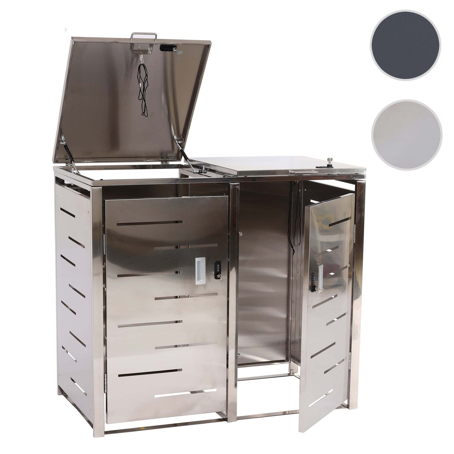 2-bakken stofbakdeksel MCW-E83, stofbakdeksel, uitschuifbaar 103x115x63cm ~ roestvrij staal 38kg