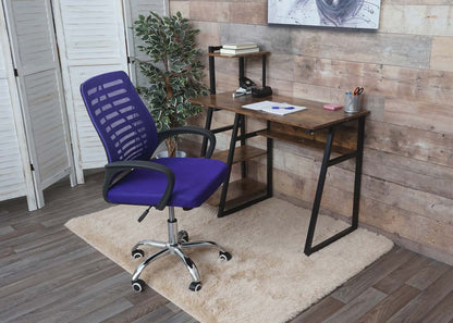 Bureaustoel MCW-L44, bureaustoel computerstoel, ergonomische rugleuning, netbespanning stof/textiel ~ paars