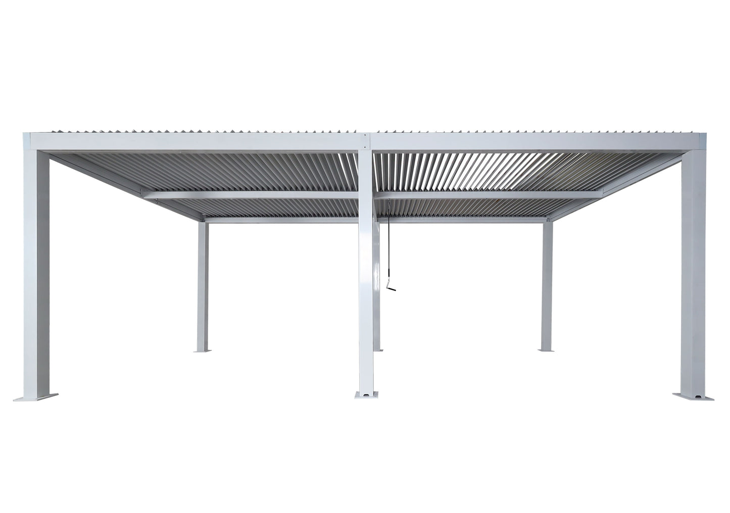 Pergola MCW-L46, tuinpaviljoen met latten, 11cm aluminium frame, stormvaste regengoot, 3x6m ~ wit