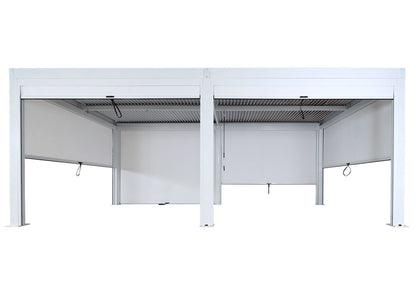 Pergola MCW-L46 met 6x zijwand, tuinpaviljoen lamellenrolgordijn, 11cm aluminium frame, stormvast 3x6m ~ wit