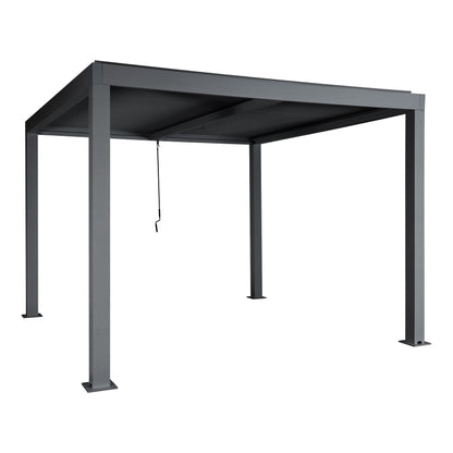 Pergola MCW-L46, tuinpaviljoen met latten, 10cm aluminium frame, stormvaste regengoot, 3x3m ~ antraciet