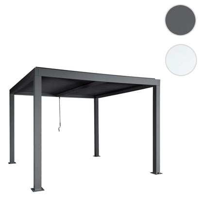 Pergola MCW-L46, tuinpaviljoen met latten, 11cm aluminium frame, stormvaste regengoot, 3x3m ~ antraciet