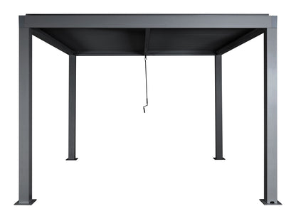 Pergola MCW-L46, tuinpaviljoen met latten, 11cm aluminium frame, stormvaste regengoot, 3x3m ~ antraciet