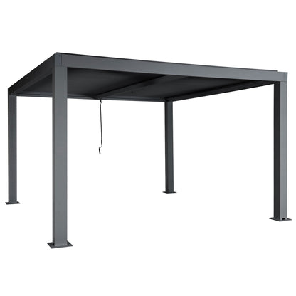 Pergola MCW-L46, tuinpaviljoen met latten, 10cm aluminium frame, stormvaste regengoot, 3x4m ~ antraciet