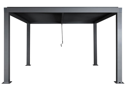 Pergola MCW-L46, tuinpaviljoen met latten, 10cm aluminium frame, stormvaste regengoot, 3x4m ~ antraciet