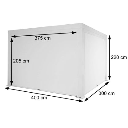 Pergola MCW-L46 met zijwand, tuinpaviljoen lamellenrolgordijn, 11cm aluminium frame, stormvast 3x4m ~ antraciet
