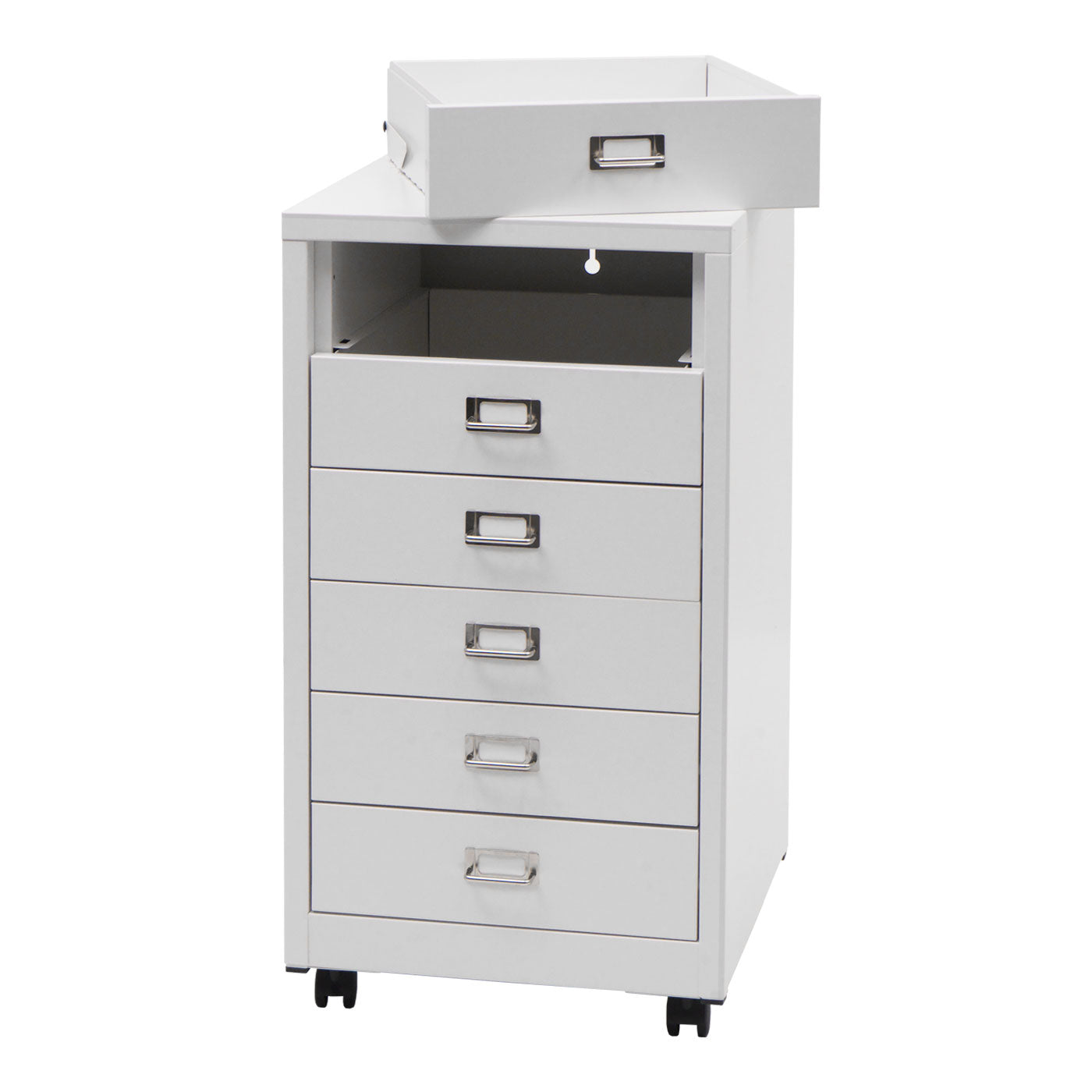 Verrijdbare ladekast MCW-L49, stalen ladekast archiefkast, metaal 75x40x41cm 6 laden ~ wit