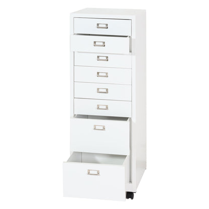 Verrijdbare ladekast MCW-L49, stalen ladekast archiefkast, metaal 115x40x41cm 8 laden ~ wit