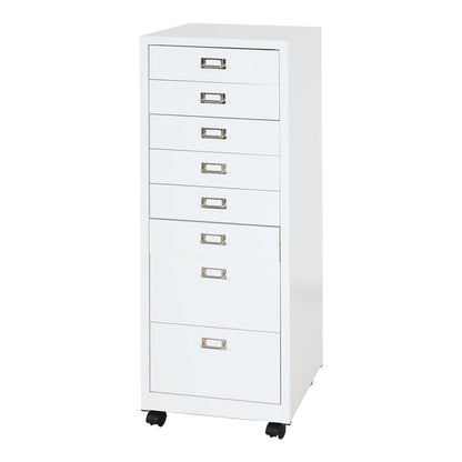 Verrijdbare ladekast MCW-L49, stalen ladekast archiefkast, metaal 115x40x41cm 8 laden ~ wit