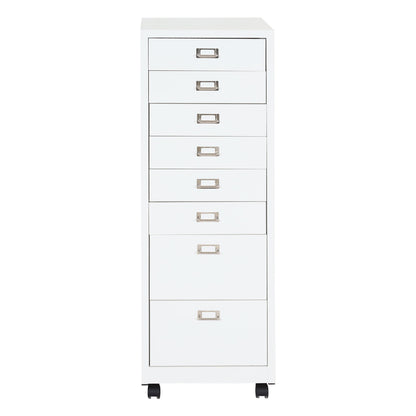 Verrijdbare ladekast MCW-L49, stalen ladekast archiefkast, metaal 115x40x41cm 8 laden ~ wit