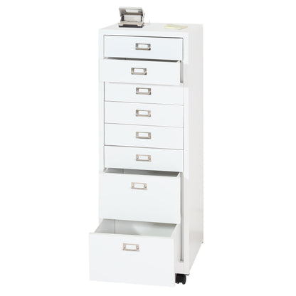 Verrijdbare ladekast MCW-L49, stalen ladekast archiefkast, metaal 115x40x41cm 8 laden ~ wit