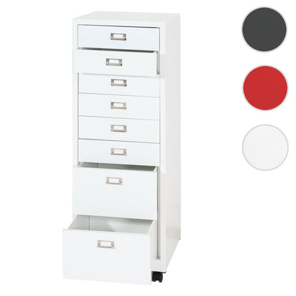 Verrijdbare ladekast MCW-L49, stalen ladekast archiefkast, metaal 115x40x41cm 8 laden ~ wit