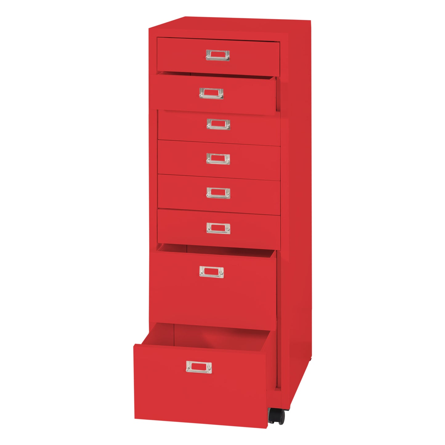 Verrijdbare ladekast MCW-L49, stalen ladekast archiefkast, metaal 115x40x41cm 8 laden ~ rood