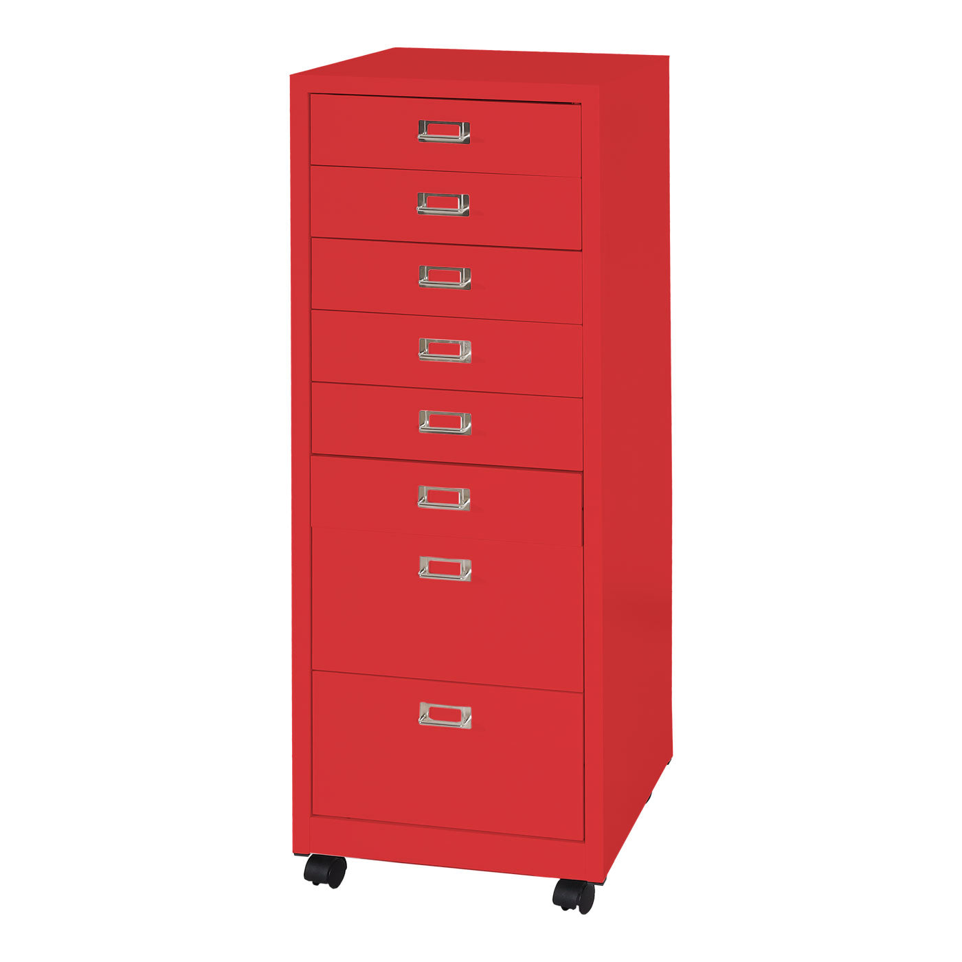 Verrijdbare ladekast MCW-L49, stalen ladekast archiefkast, metaal 115x40x41cm 8 laden ~ rood