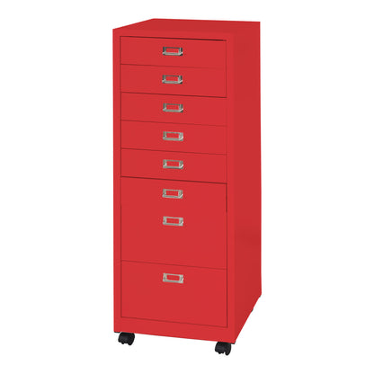 Verrijdbare ladekast MCW-L49, stalen ladekast archiefkast, metaal 115x40x41cm 8 laden ~ rood