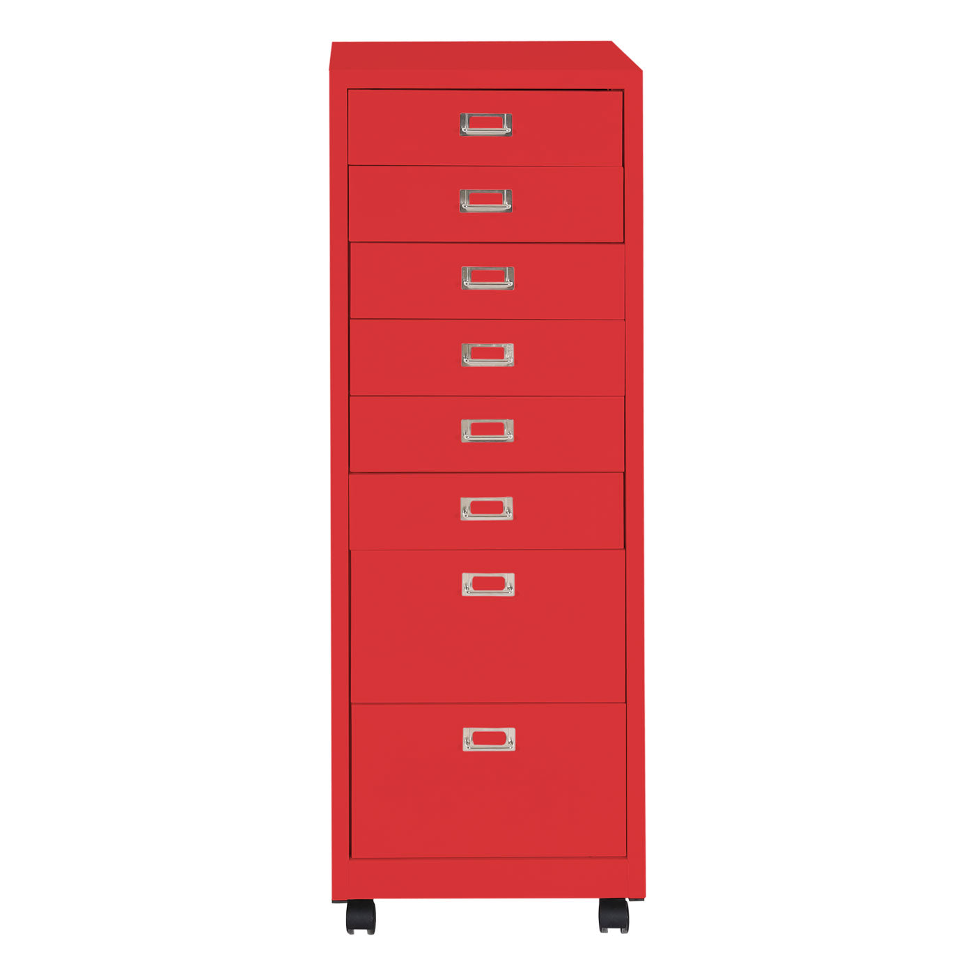 Verrijdbare ladekast MCW-L49, stalen ladekast archiefkast, metaal 115x40x41cm 8 laden ~ rood