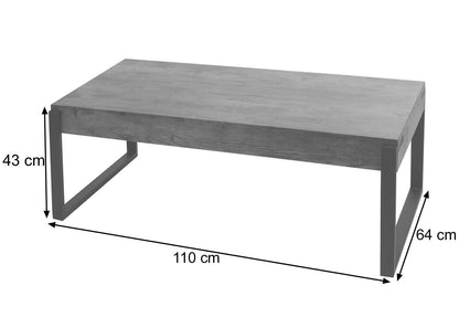 Salontafel MCW-L53, woonkamertafel bijzettafel sofatafel, metaal 43x110x64cm ~ marmer look grijs