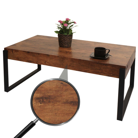 Salontafel MCW-L53, woonkamertafel bijzettafel sofatafel, metaal 43x110x64cm ~ donker wild eiken