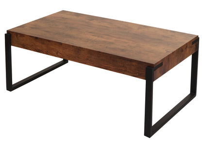 Salontafel MCW-L53, woonkamertafel bijzettafel sofatafel, metaal 43x110x64cm ~ donker wild eiken