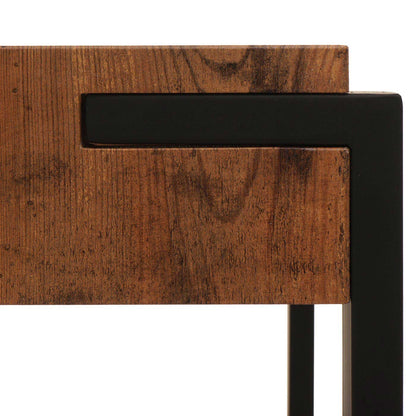Bijzettafel MCW-L53, salontafel nachtkastje salontafel, metaal 51x50x54cm ~ donker wild eiken