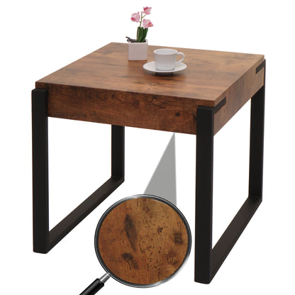 Bijzettafel MCW-L53, salontafel nachtkastje salontafel, metaal 51x50x54cm ~ donker wild eiken