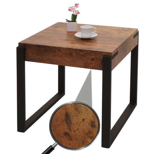 Bijzettafel MCW-L53, salontafel nachtkastje salontafel, metaal 51x50x54cm ~ donker wild eiken
