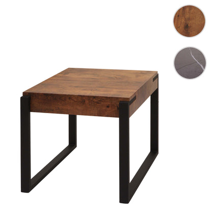 Bijzettafel MCW-L53, salontafel nachtkastje salontafel, metaal 51x50x54cm ~ donker wild eiken