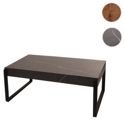 Salontafel MCW-L53, woonkamertafel bijzettafel sofatafel, metaal 43x110x64cm ~ marmer look grijs