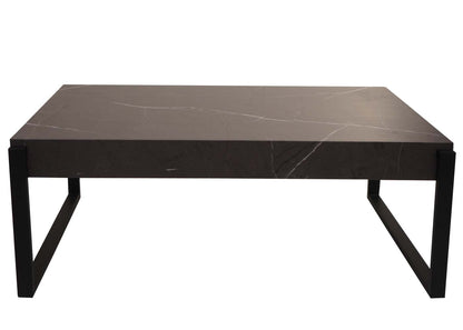 Salontafel MCW-L53, woonkamertafel bijzettafel sofatafel, metaal 43x110x64cm ~ marmer look grijs