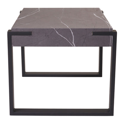 Salontafel MCW-L53, woonkamertafel bijzettafel sofatafel, metaal 43x110x64cm ~ marmer look grijs