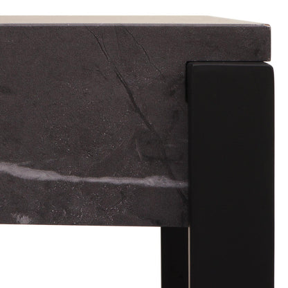 Salontafel MCW-L53, woonkamertafel bijzettafel sofatafel, metaal 43x110x64cm ~ marmer look grijs