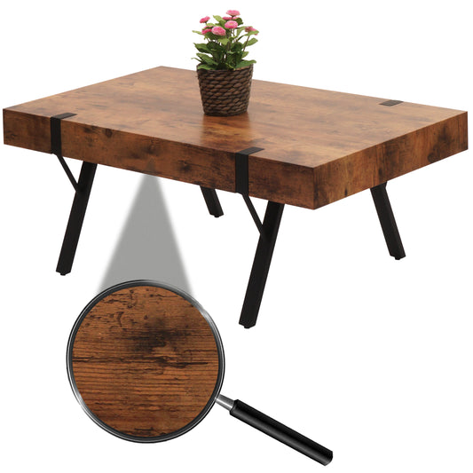 Salontafel MCW-L54, woonkamertafel bijzettafel sofatafel, metaal 43x110x60cm ~ donker wild eiken
