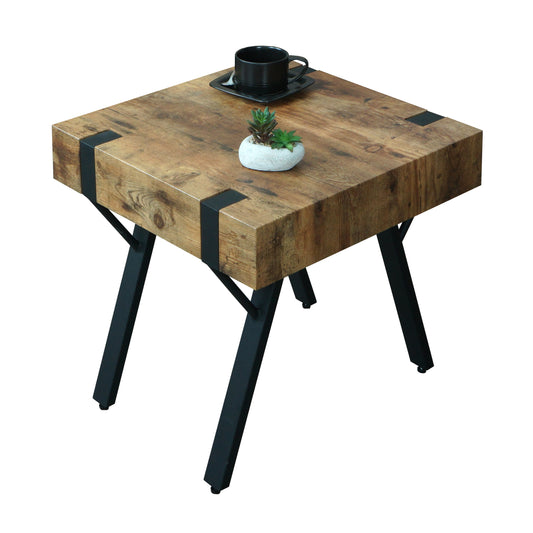 Bijzettafel MCW-L54, salontafel nachtkastje salontafel, metaal MDF 50x50x50cm ~ donker wild eiken