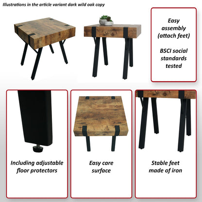 Bijzettafel MCW-L54, salontafel nachtkastje salontafel, ijzer MDF 50x55x50cm ~ marmer look grijs