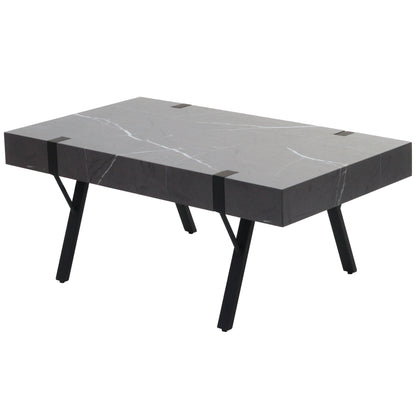 Salontafel MCW-L54, woonkamertafel bijzettafel sofatafel, metaal 43x110x60cm ~ marmer look grijs