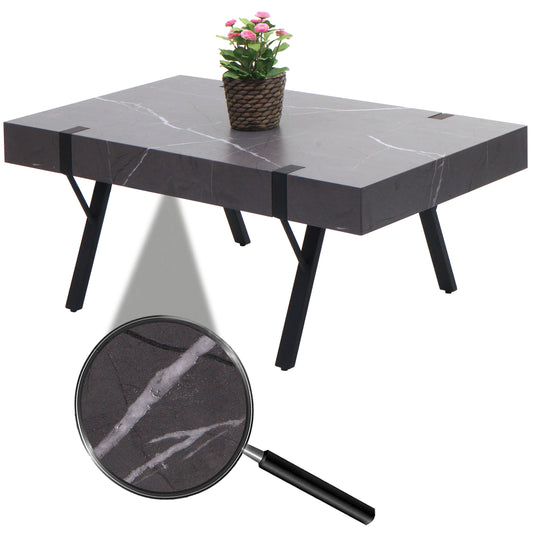 Salontafel MCW-L54, woonkamertafel bijzettafel sofatafel, metaal 43x110x60cm ~ marmer look grijs