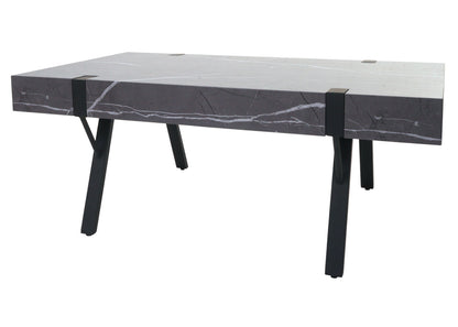 Salontafel MCW-L54, woonkamertafel bijzettafel sofatafel, metaal 43x110x60cm ~ marmer look grijs