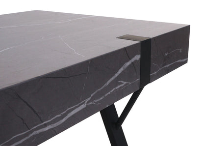 Salontafel MCW-L54, woonkamertafel bijzettafel sofatafel, metaal 43x110x60cm ~ marmer look grijs