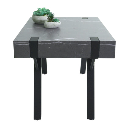 Bijzettafel MCW-L54, salontafel nachtkastje salontafel, ijzer MDF 50x55x50cm ~ marmer look grijs
